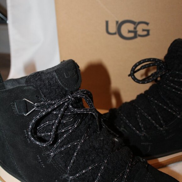 NIB UGG WOMEN'S WATERPROOF LAKESIDER SUEDE LACE UP BOOTS BLACK - Picture 4 of 7